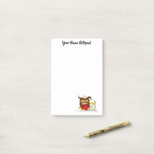 Grappige ochtend chagrijnige uil post-it® notes (Op bureau)