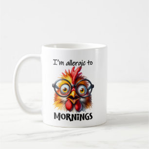 Grappige ochtend kip. koffiemok