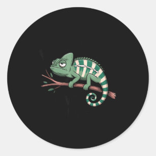 Grappige ochtendmens koffieliefhebber kameleon  ronde sticker