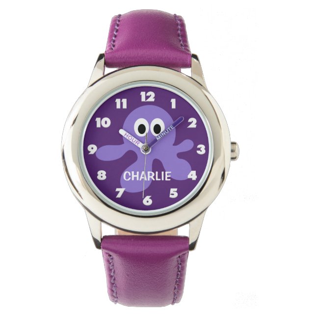 Grappige Octopus aangepaste monogram horloges (Voorkant)