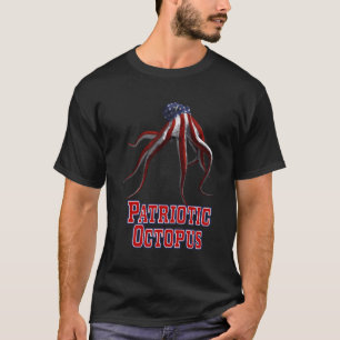Grappige Octopus Amerikaanse vlag T-shirt