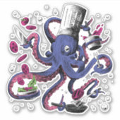 Grappige Octopus Chef Sticker (Voorkant)