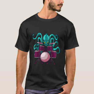 Grappige Octopus die drums speelt voor drummer Kit T-shirt