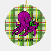 Grappige octopus doedelzak illustratie keramisch ornament (Voorkant)