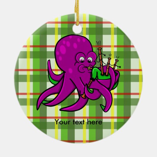 Grappige octopus doedelzak illustratie keramisch ornament (Achterkant)