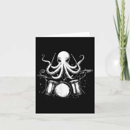 Grappige Octopus Drummer Drums Drumming Muzieklief Kaart (Voorkant)