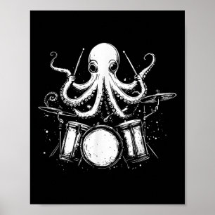 Grappige Octopus Drummer Drums Drumming Muzieklief Poster