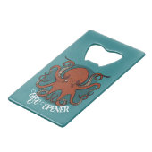 Grappige Octopus Grog Opener Rode tentakels Cartoo Creditkaart Flessenopener (Voorkant Gekanteld)