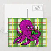 Grappige Octopus Illustratie Cartoon doedelzakken Briefkaart (Voorkant / Achterkant)