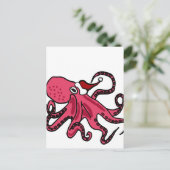 Grappige octopus in kerstkunst met kerstmuts feestdagenkaart (Staand voorkant)