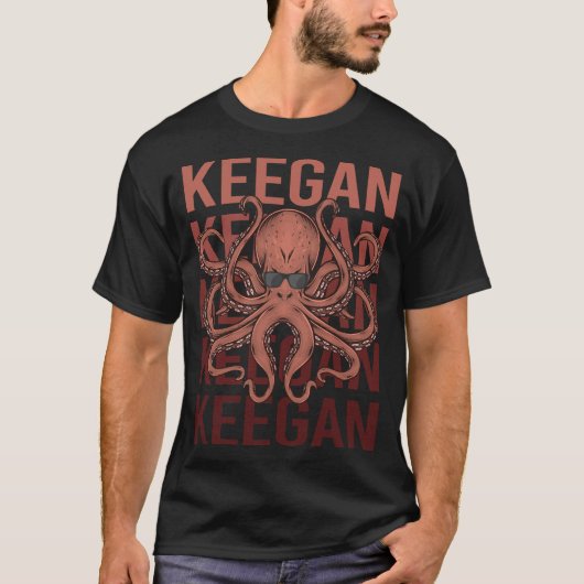 Grappige Octopus - Keegan naam T-shirt (Voorkant)