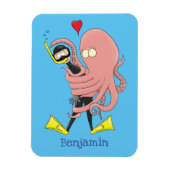 Grappige octopus knuffelt duiker cartoon humor magneet (Verticaal)