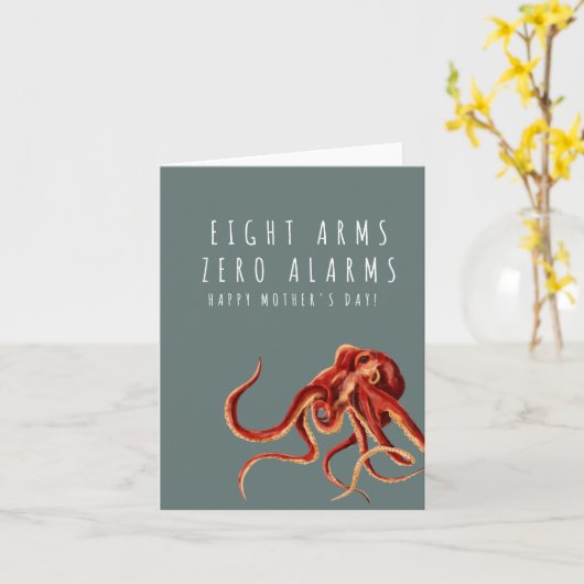 Grappige Octopus Moederdaggrap Voor Moederdag Kaart (Gele Bloem)