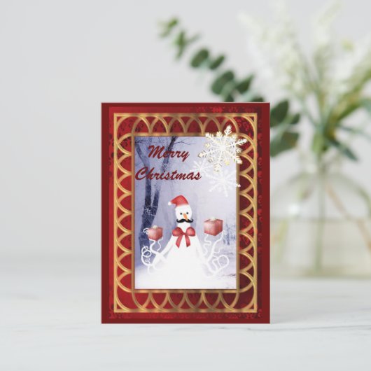 Grappige octopus sneeuwpop Kerstman Kerstmis Feestdagenkaart (Staand voorkant)