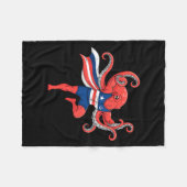 Grappige octopus superheld patriotische gespierde fleece deken (Voorkant (Horizontaal))