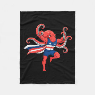 Grappige octopus superheld patriotische gespierde  fleece deken