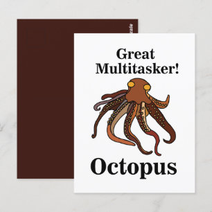 Grappige Octopus Tentakels Multitasker Briefkaart