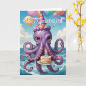 Grappige Octopus Verjaardagsgroet - Octo-brate Kaart (Gele Bloem)