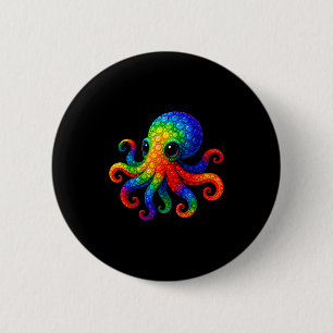 Grappige Octopusliefhebbers Stippen Kunststudent G Ronde Button 5,7 Cm