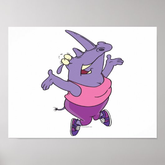 grappige oefening in rhino werkt cartoon uit poster (Voorkant)
