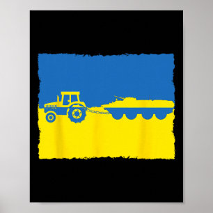 Grappige Oekraïense boer met tractor steelt een Ru Poster