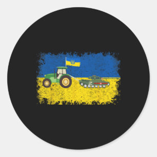 Grappige Oekraïense boer steelt Tank Meme Ik Sta M Ronde Sticker