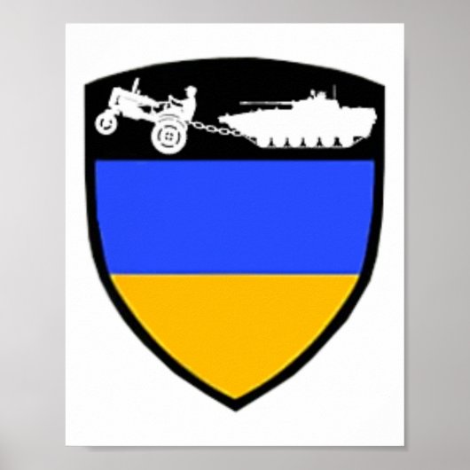 Grappige Oekraïense boer tractor trekt tank Meme  Poster (Voorkant)
