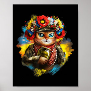 Grappige Oekraïense Katten Soldaat Herdenkingsdag Poster