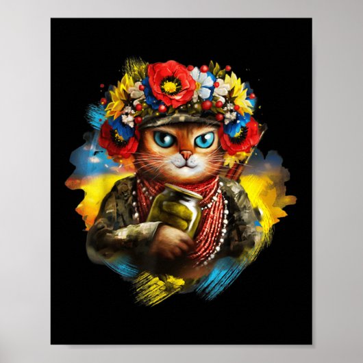 Grappige Oekraïense Katten Soldaat Herdenkingsdag  Poster (Voorkant)