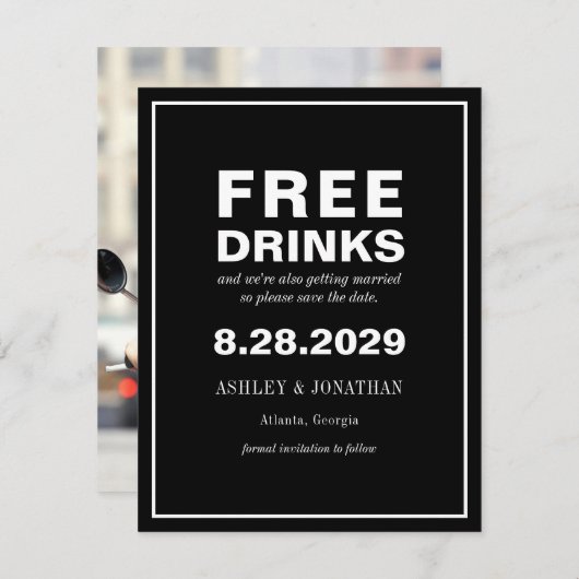 Grappige Offbeat Bruiloft Bewaar de Datum met Foto Save The Date (Voorkant / Achterkant)