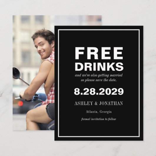 Grappige Offbeat Trouw Save the Date met Foto (Voorkant / Achterkant)