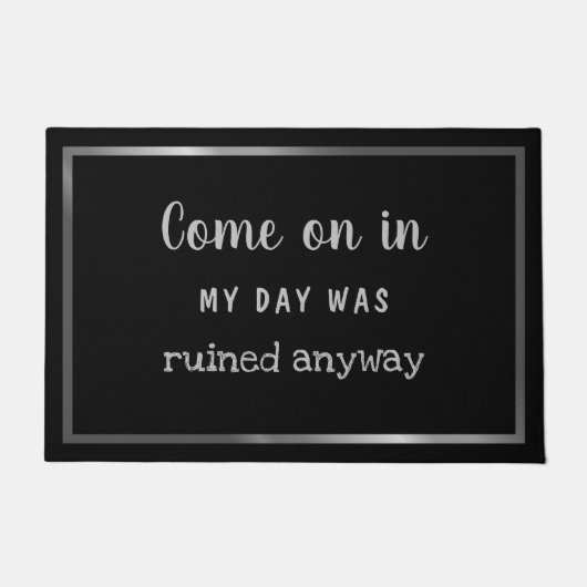 Grappige offerte zilveren rand gepersonaliseerd deurmat (Voorkant)