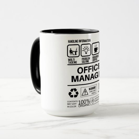 Grappige Office Manager die informatie verwerkt Mok (Voorkant links)