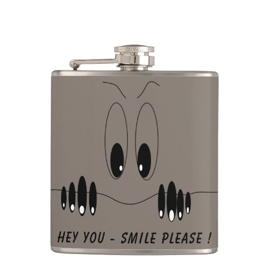 Grappige ogen Flask Glimlach met aangepaste kleur  Heupfles (Voorkant)