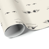 Grappige ogen inkt tekenen fijne kunst patroon gir cadeaupapier (Rol Hoek)