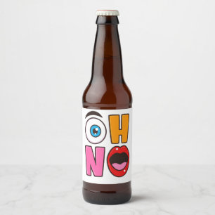 Grappige “Oh nee” Cartoon Bier Etiket