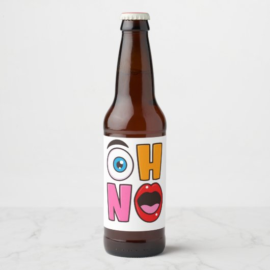Grappige “Oh nee” Cartoon Bier Etiket (Voorkant)