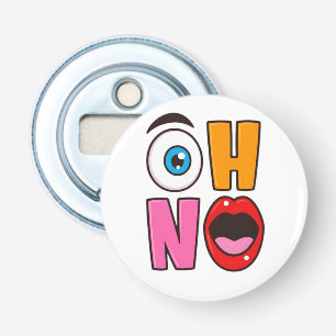 Grappige “Oh nee” Cartoon Button Flesopener