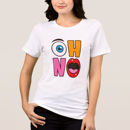 Grappige “Oh Nee” Cartoon Tri-Blend Shirt (Voorkant)