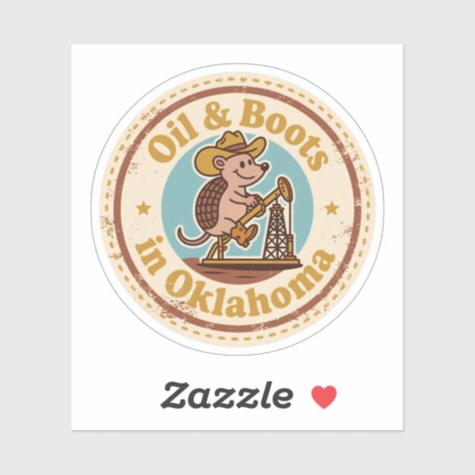 Grappige  Oklahoma Armadillo Cowboy Retro Sticker (Vel)