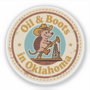 Grappige  Oklahoma Armadillo Cowboy Retro Sticker