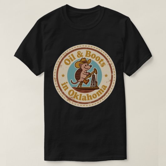 Grappige  Oklahoma Armadillo Cowboy Retro T-shirt (Design voorkant)