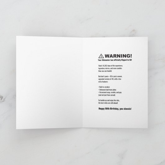 Grappige Oldometer 50ste verjaardag Kaart, Sarcast Kaart (Binnen)