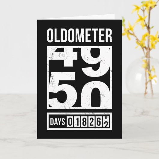 Grappige Oldometer 50ste verjaardag Kaart, Sarcast Kaart (Gele Bloem)
