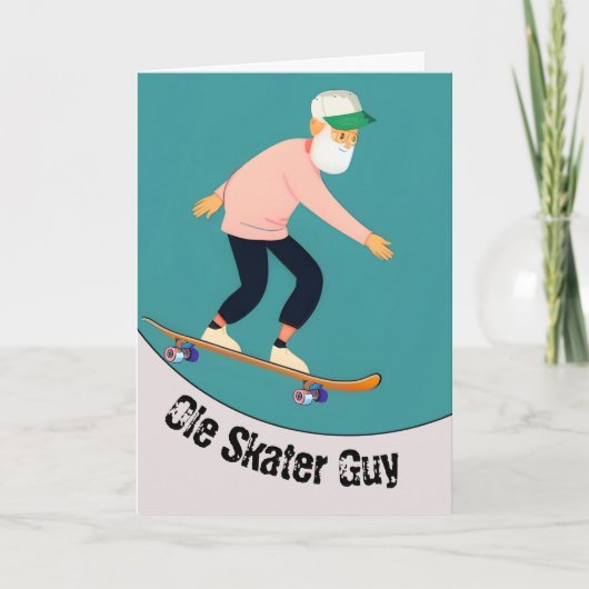 Grappige Ole Skater Guy Oudere Mannelijke Skateboa Kaart (Voorkant)