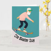 Grappige Ole Skater Guy Oudere Mannelijke Skateboa Kaart (Gele Bloem)
