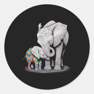 Grappige Olifant Autisme Bewustzijn Autisme Moeder Ronde Sticker
