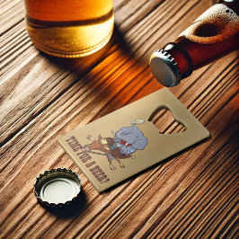 Grappige olifant cowboy tijd voor een biertje? Car Creditkaart Flessenopener