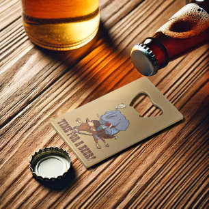 Grappige olifant cowboy tijd voor een biertje? Car Creditkaart Flessenopener