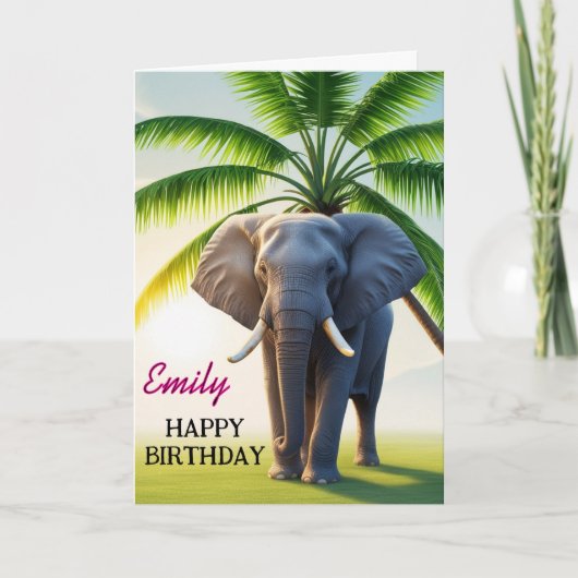 Grappige olifant Happy Birthday Kaart (Voorkant)